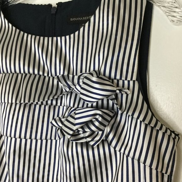 Banana Republic Navy Stripe Double Bow Shift Dress - Picture 3 of 10